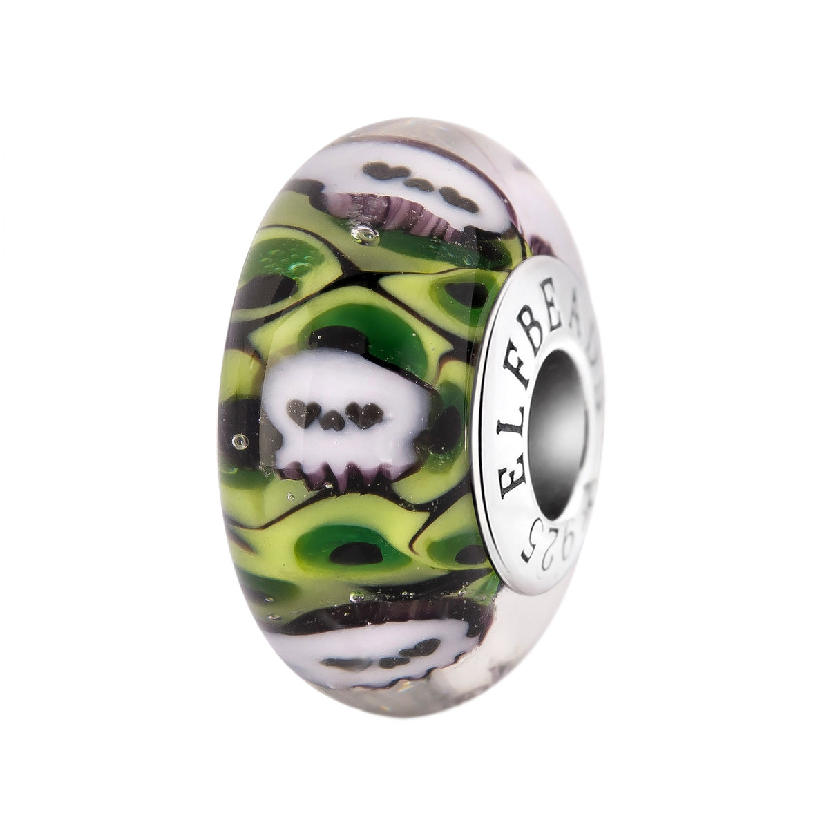 Elfbeads Ghostlight Skulls green glass Bead by The Alternative Bead. Your official Elfbeads Retailer from Germany