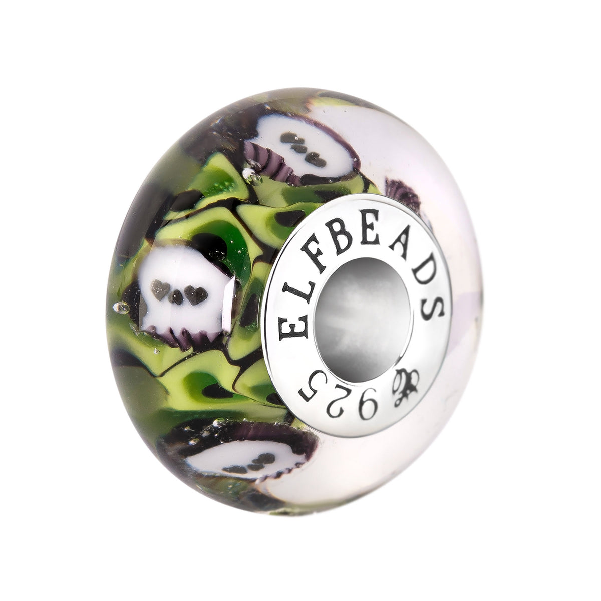 Elfbeads Ghostlight Skulls green glass Bead by The Alternative Bead. Your official Elfbeads Retailer from Germany