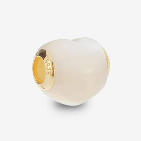 Praan Gold Reminder Heart white mother-of-pearl Bead by The Alternative Bead. Your official Praan Retailer from Germany