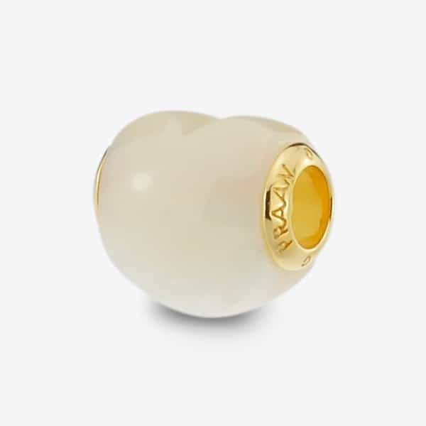 Praan Gold Reminder Heart white mother-of-pearl Bead by The Alternative Bead. Your official Praan Retailer from Germany