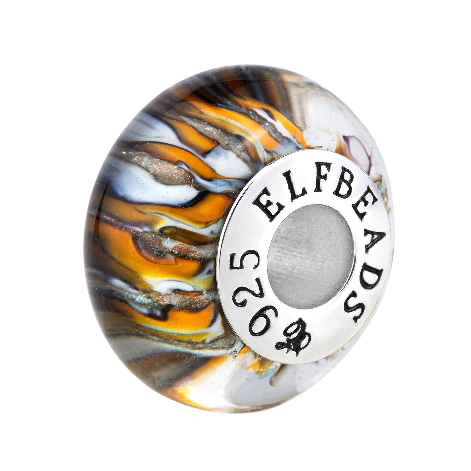 Elfbeads Golden White Tiger  glass Bead by The Alternative Bead. Your official Elfbeads Retailer from Germany