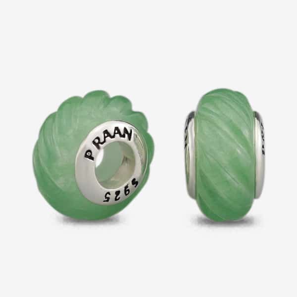 Praan Green Aventurine Twisted Rope Stopper Charms green natural-stone Stopper by The Alternative Bead. Your official Praan Retailer from Germany