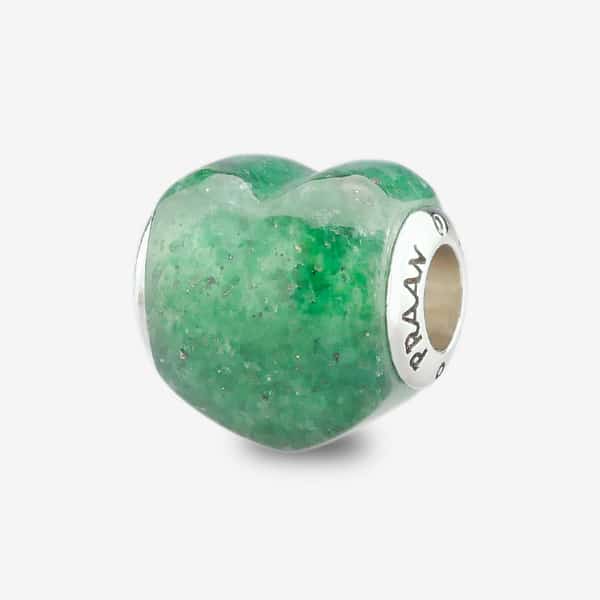 Praan Green Aventurine Heart Charm green natural-stone Bead by The Alternative Bead. Your official Praan Retailer from Germany