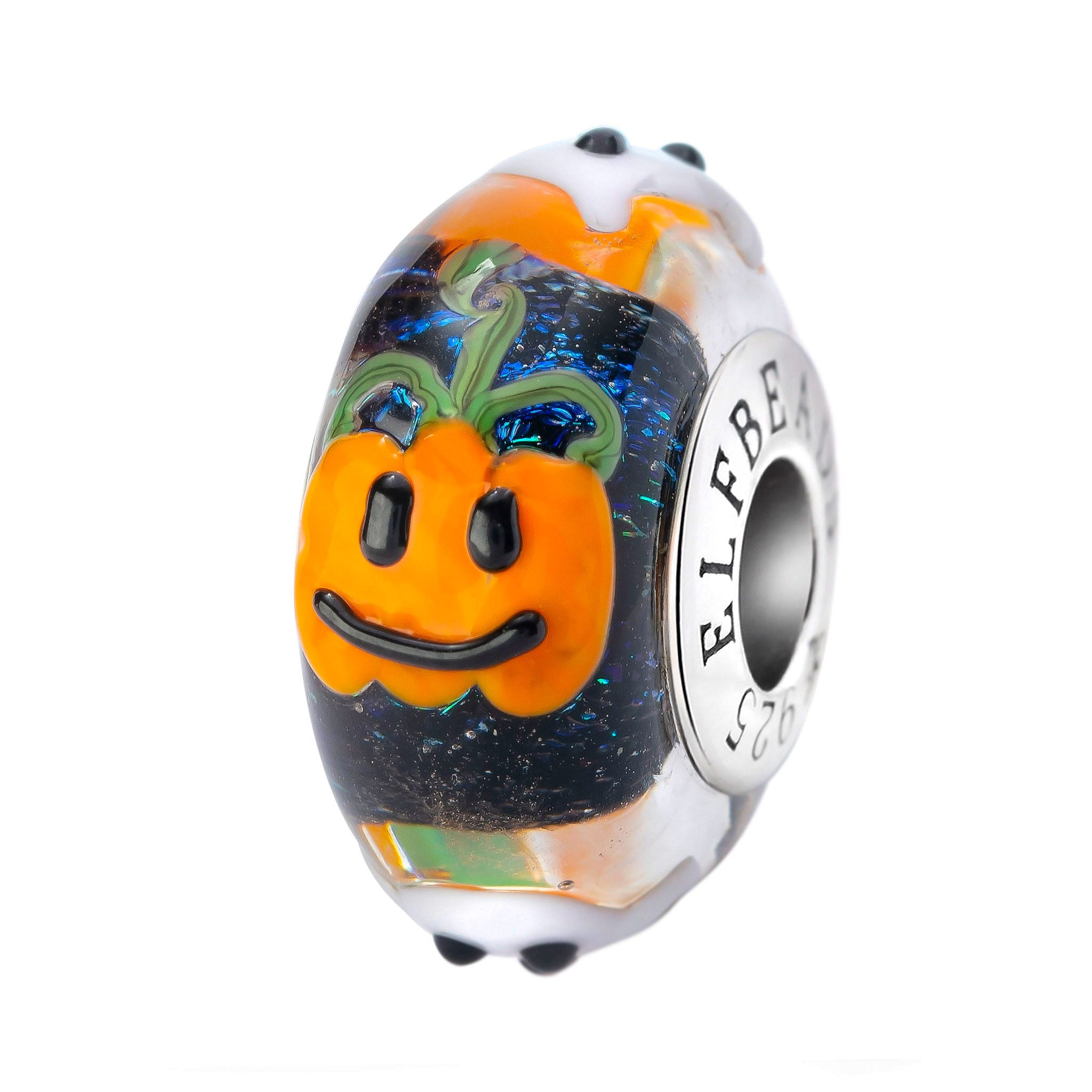 Elfbeads Haunted Harvest black; white; orange glass Bead by The Alternative Bead. Your official Elfbeads Retailer from Germany