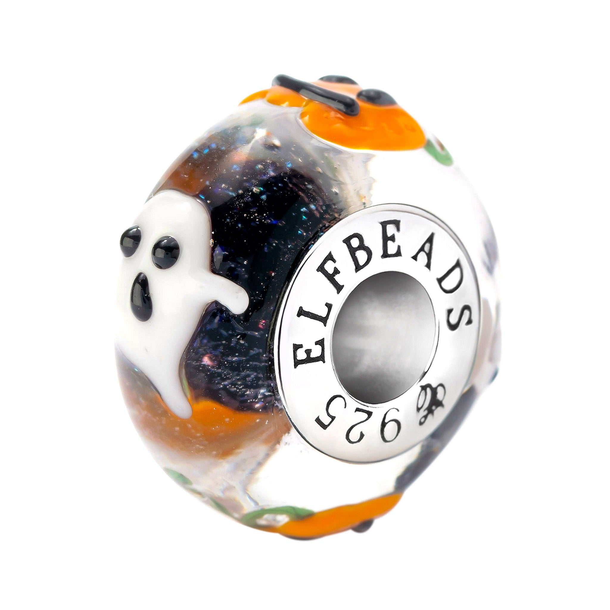 Elfbeads Haunted Harvest black; white; orange glass Bead by The Alternative Bead. Your official Elfbeads Retailer from Germany