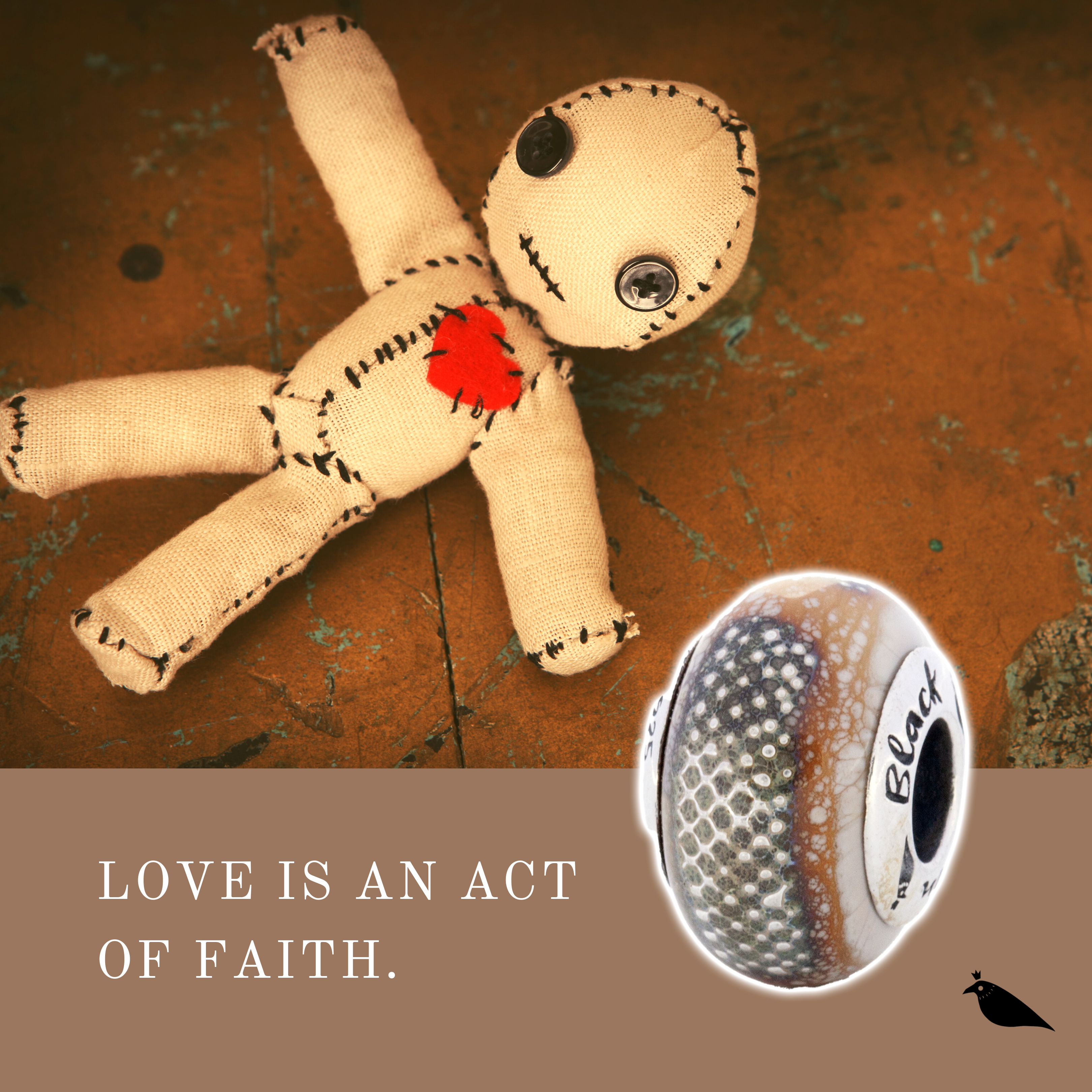 Black Raven Beads Have Faith (Beige) silver and beige glass Charm by The Alternative Bead. Your official Black Raven Beads Retailer from Germany