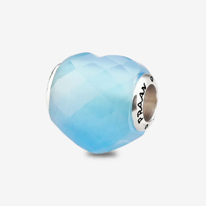 Heritage Blue Cat’s Eye Faceted Glass Heart Charm