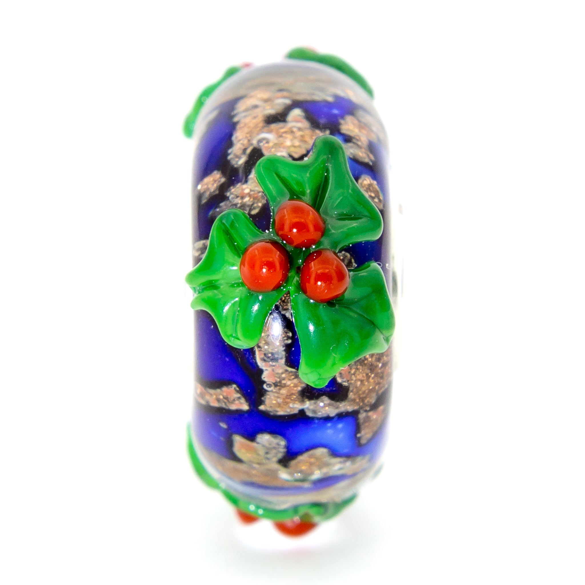 Elfbeads Holly Leaves Golddust  glass Bead by The Alternative Bead. Your official Elfbeads Retailer from Germany