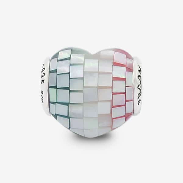 Praan Italiano Heart Charm multicolor mother-of-pearl Bead by The Alternative Bead. Your official Praan Retailer from Germany