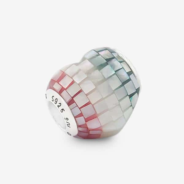 Praan Italiano Heart Charm multicolor mother-of-pearl Bead by The Alternative Bead. Your official Praan Retailer from Germany