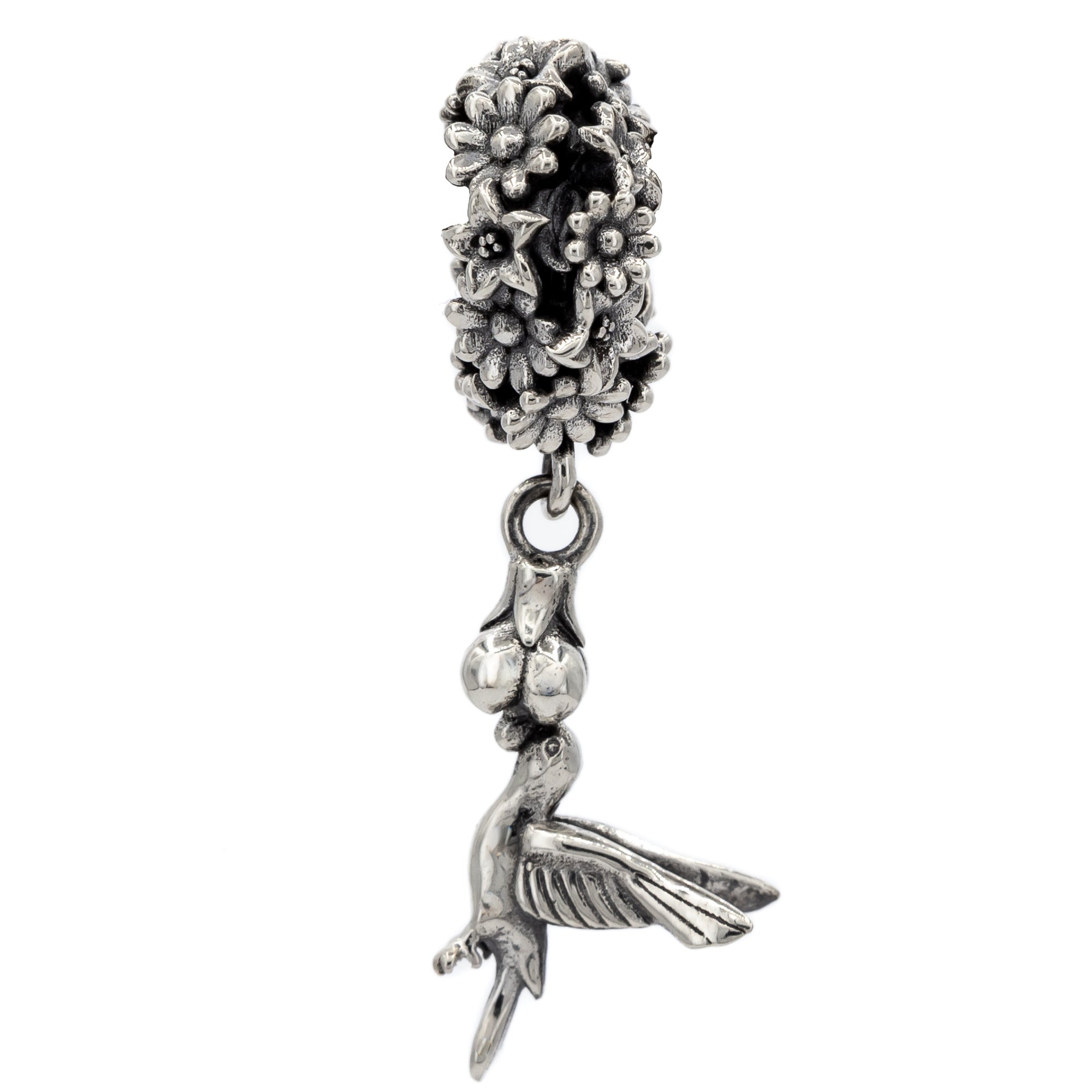 Elfbeads Hummingbird Flower Dangle silver sterling-silver Dangle by The Alternative Bead. Your official Elfbeads Retailer from Germany
