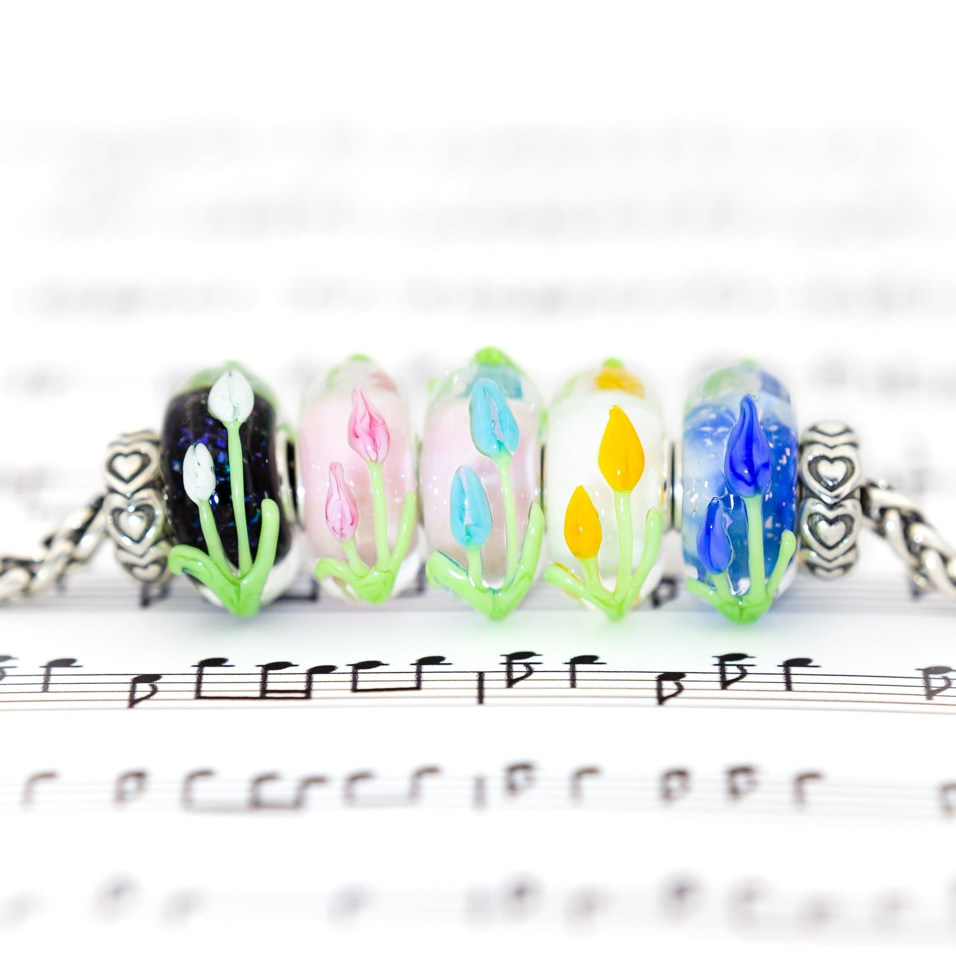  Elfbeads Ocean Blue Fantasy Tulips Charm by The Alternative Bead 