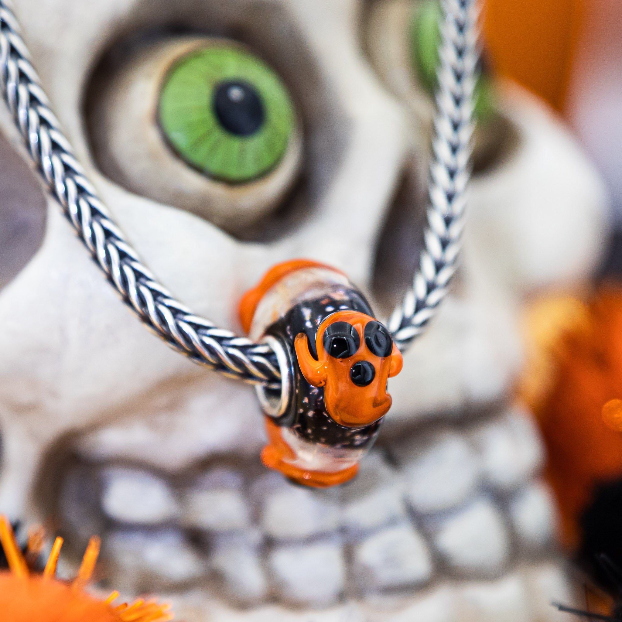 Elfbeads Spooktacular Pumpkin Ghost  glass Bead by The Alternative Bead. Your official Elfbeads Retailer from Germany