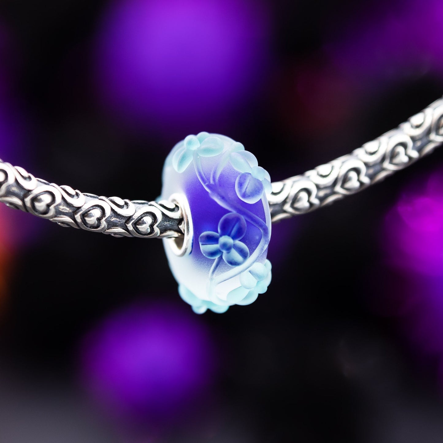  Elfbeads Icy Blue Flowertwig Frost Charm by The Alternative Bead 