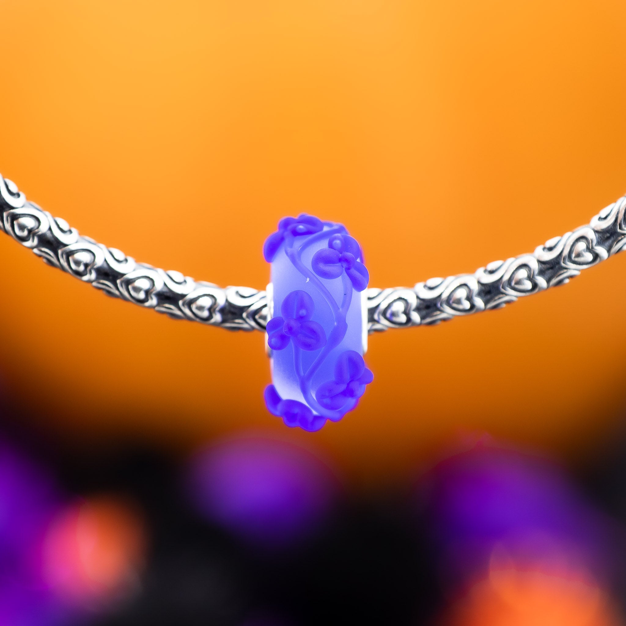 Elfbeads Radiant Blue Flowertwig Frost  glass Bead by The Alternative Bead. Your official Elfbeads Retailer from Germany