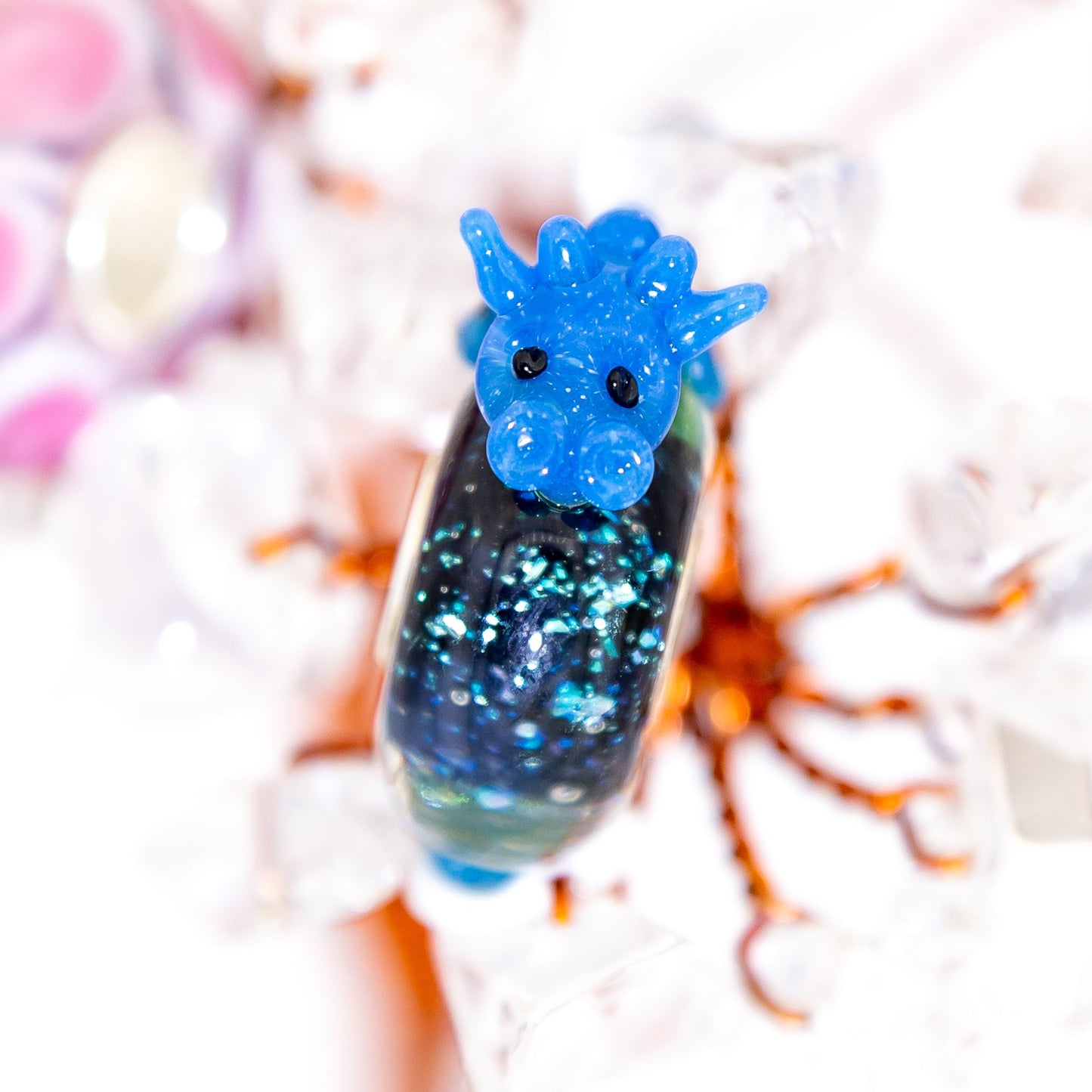 Blue; Silver Elfbeads Ice Dragon Charm by The Alternative Bead 