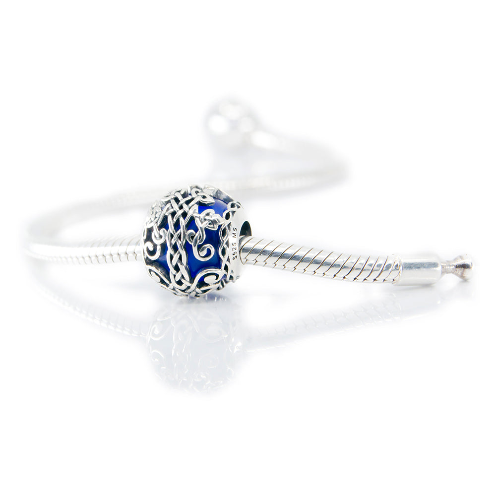 Aurora Charm Irish Celtic Tree of Life Blue Bead silver; blue sterling-silver; glass Bead by The Alternative Bead. Your official Aurora Charm Retailer from Germany