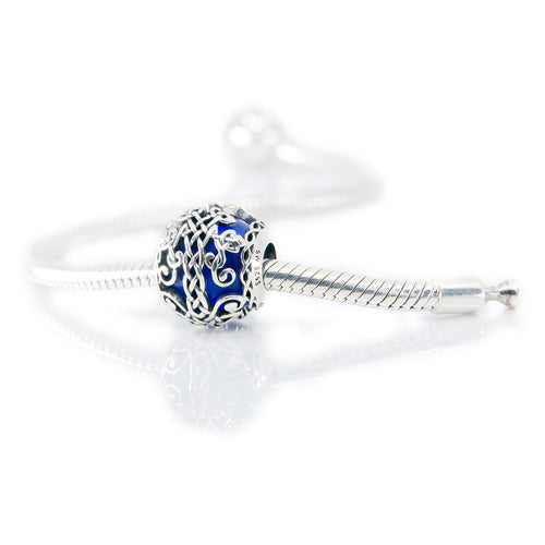 Aurora Charm Irish Celtic Tree of Life Blue Bead silver; blue sterling-silver; glass Bead by The Alternative Bead. Your official Aurora Charm Retailer from Germany