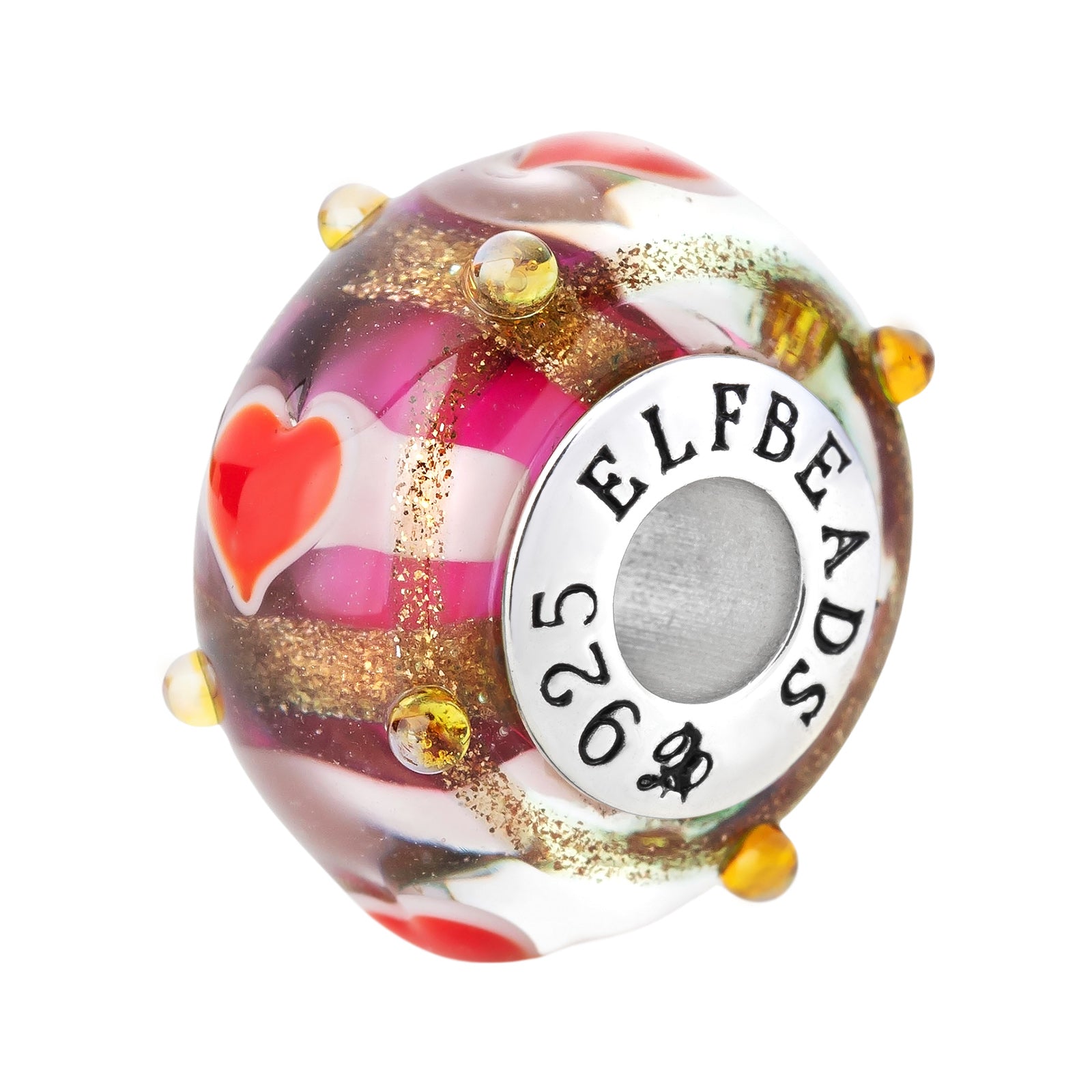 Elfbeads Intriguing Hearts Pink  glass Bead by The Alternative Bead. Your official Elfbeads Retailer from Germany