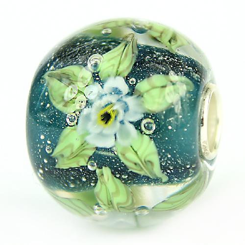 Elfbeads Lagoon Flowerpainting World  glass Bead by The Alternative Bead. Your official Elfbeads Retailer from Germany