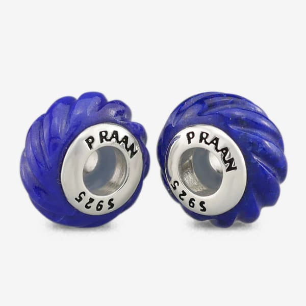Praan Lapis Lazuli Twisted Rope Stopper Charms blue natural-stone Stopper by The Alternative Bead. Your official Praan Retailer from Germany