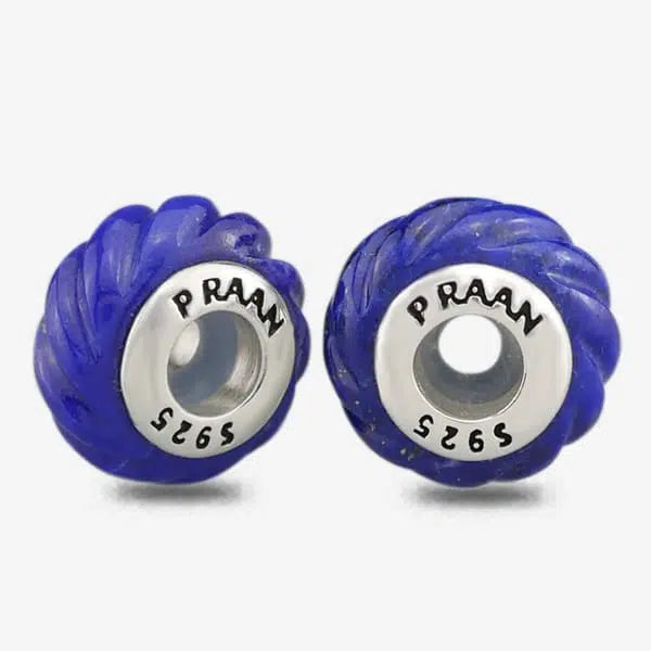 Praan Lapis Lazuli Twisted Rope Stopper Charms blue natural-stone Stopper by The Alternative Bead. Your official Praan Retailer from Germany