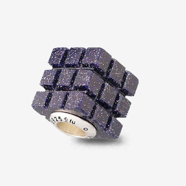 Praan Liberty Blue Gold Stone Rubix Cube Charm blue glass Bead by The Alternative Bead. Your official Praan Retailer from Germany