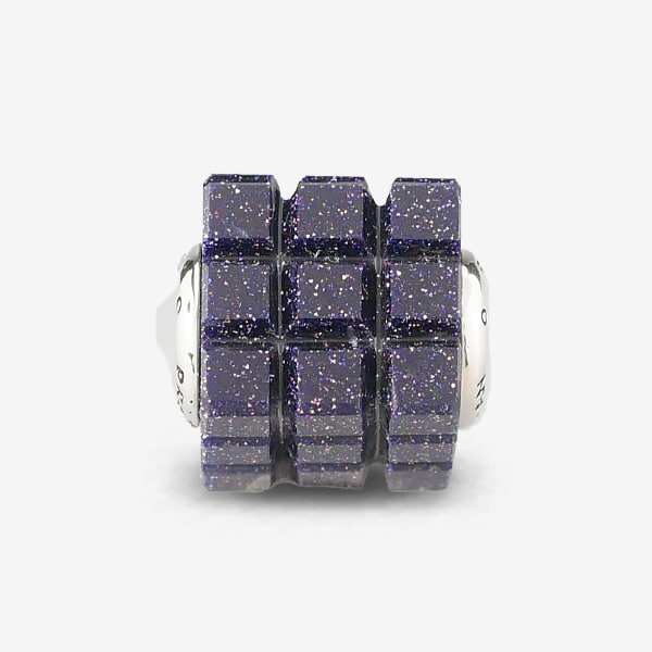 Praan Liberty Blue Gold Stone Rubix Cube Charm blue glass Bead by The Alternative Bead. Your official Praan Retailer from Germany