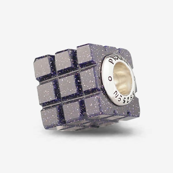 Praan Liberty Blue Gold Stone Rubix Cube Charm blue glass Bead by The Alternative Bead. Your official Praan Retailer from Germany