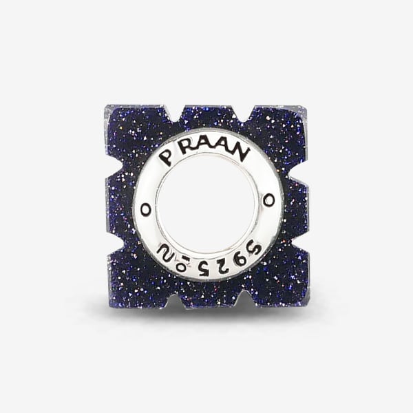 Praan Liberty Blue Gold Stone Rubix Cube Charm blue glass Bead by The Alternative Bead. Your official Praan Retailer from Germany
