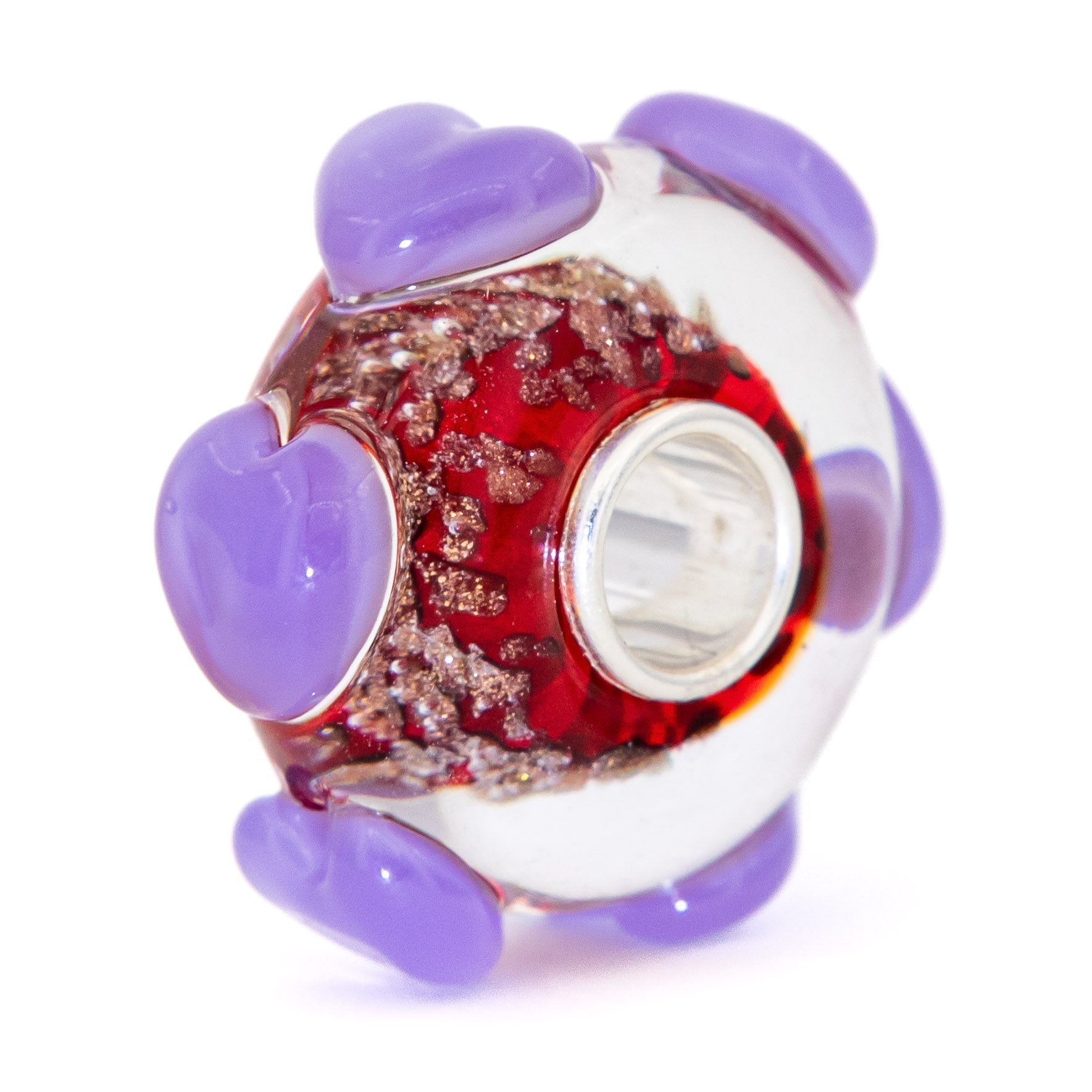 Elfbeads Lilac Red Gold Hearts  glass Bead by The Alternative Bead. Your official Elfbeads Retailer from Germany