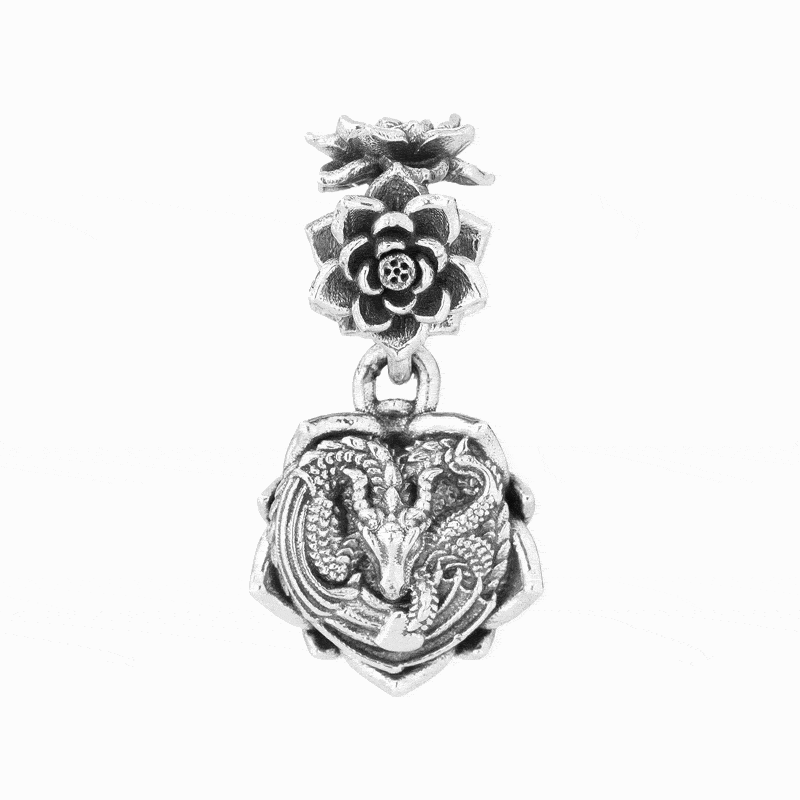 Elfbeads Lotus Dragon silver sterling-silver Dangle by The Alternative Bead. Your official Elfbeads Retailer from Germany