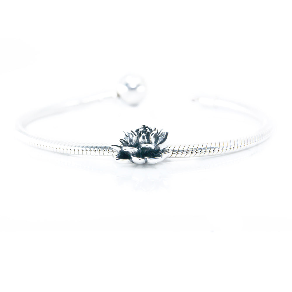 The Alternative Bead: Aurora Charm - Lotus Flower Blossom Charm Sterling Silver Charm Picture 4