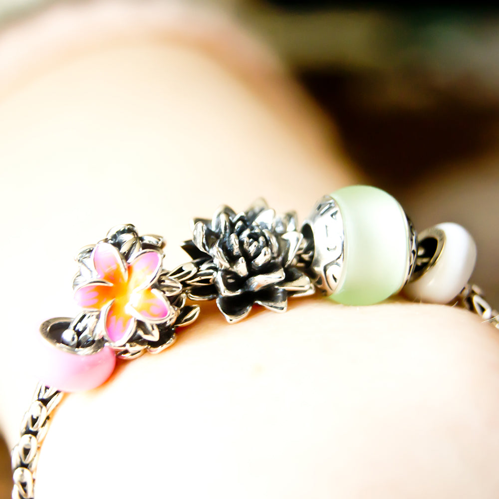 The Alternative Bead: Aurora Charm - Lotus Flower Blossom Charm Sterling Silver Charm Picture 2