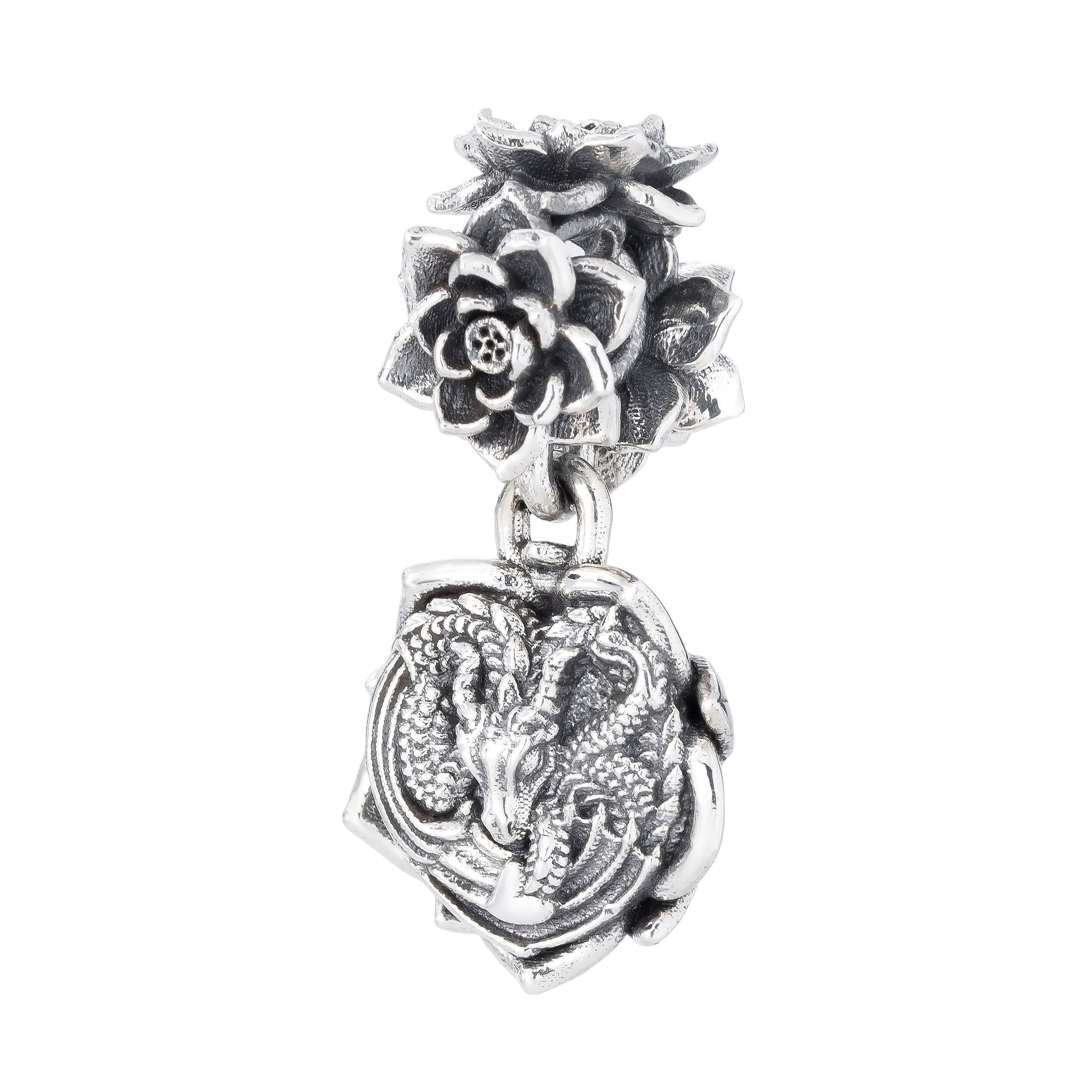 Elfbeads Lotus Dragon silver sterling-silver Dangle by The Alternative Bead. Your official Elfbeads Retailer from Germany