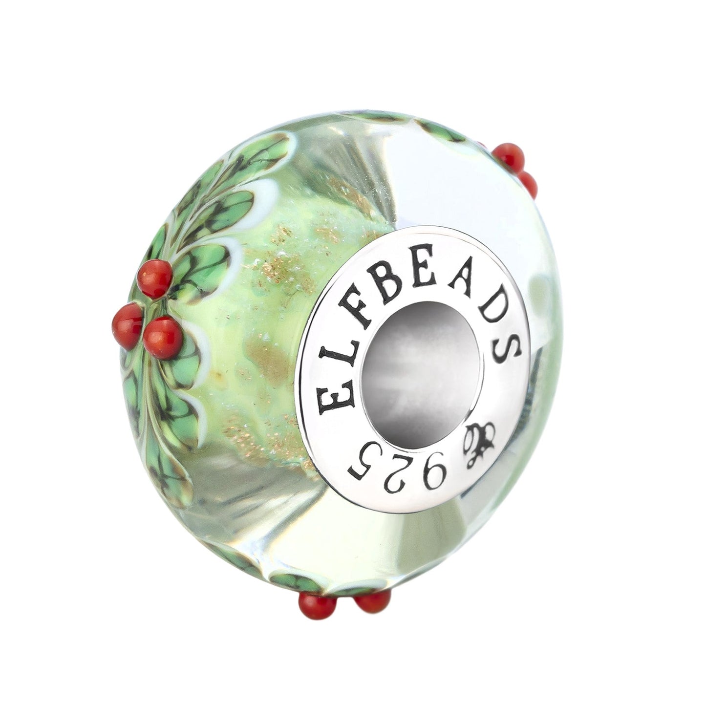 Silver; Green Elfbeads Merry Berry Wreath Evergreen Charm by The Alternative Bead 