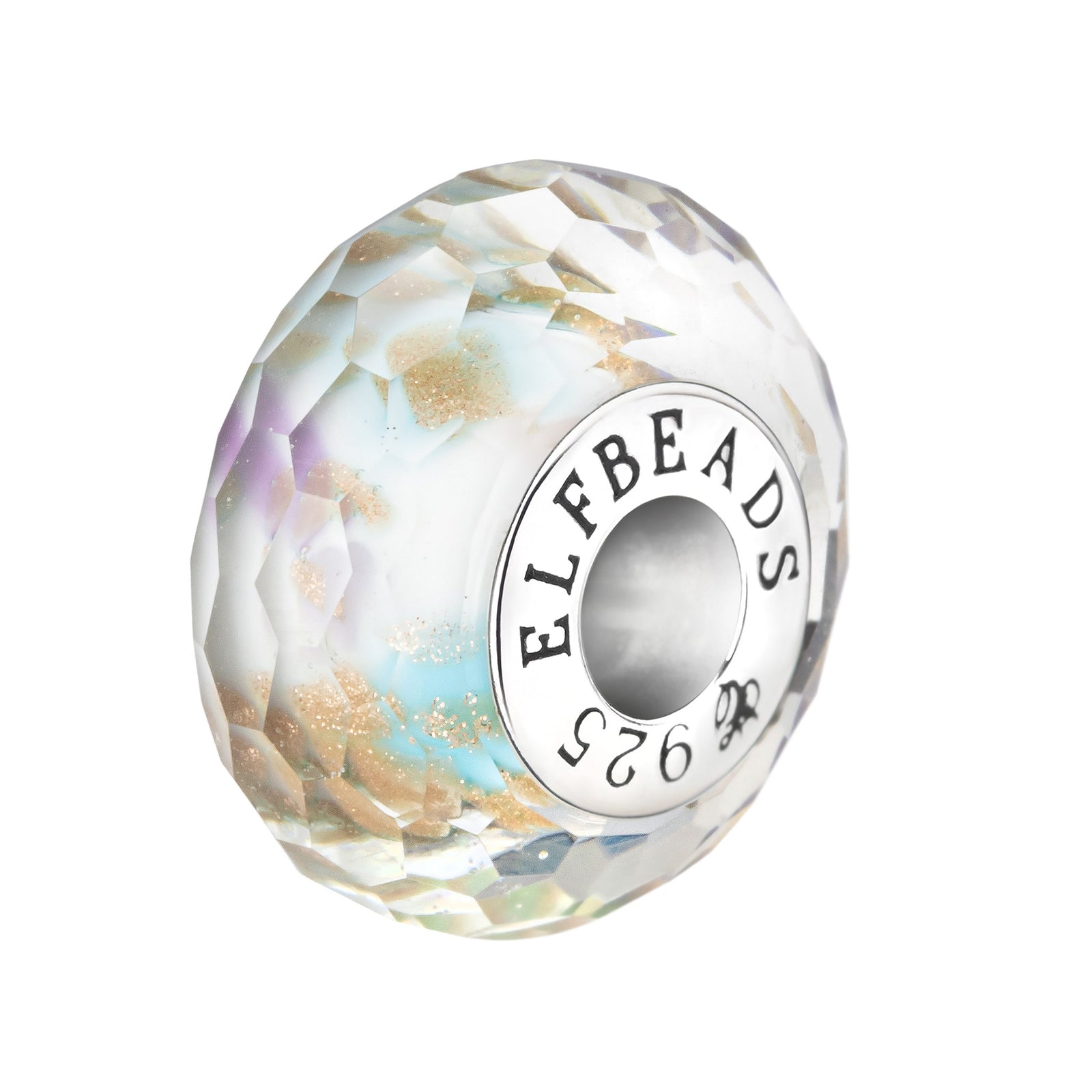 Elfbeads Merry Bliss Golddust Fractal silver; white glass Bead by The Alternative Bead. Your official Elfbeads Retailer from Germany