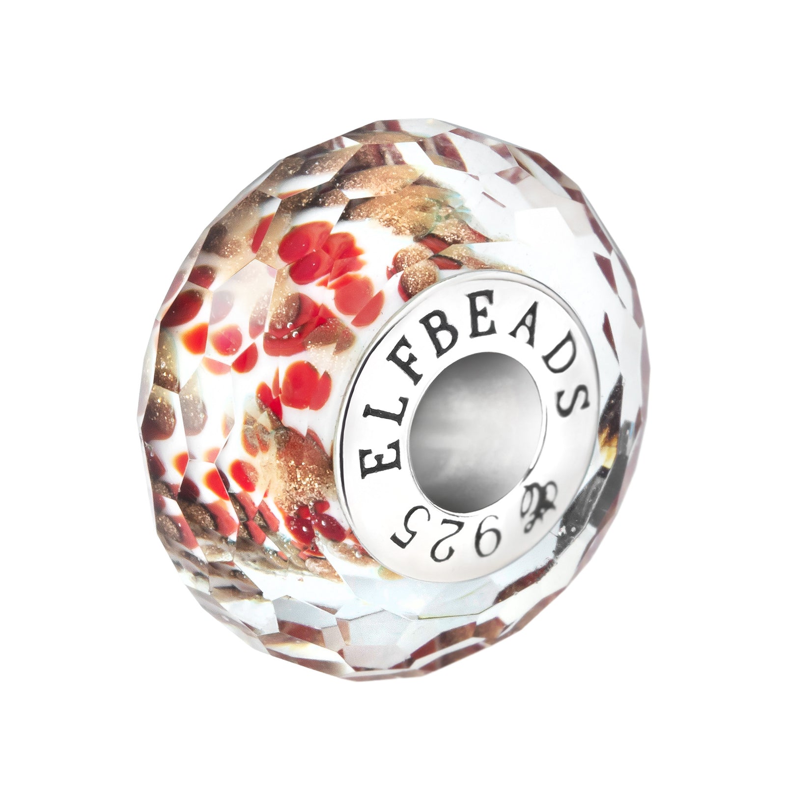 Elfbeads Merry Spark Golddust Fractal silver; red glass Bead by The Alternative Bead. Your official Elfbeads Retailer from Germany