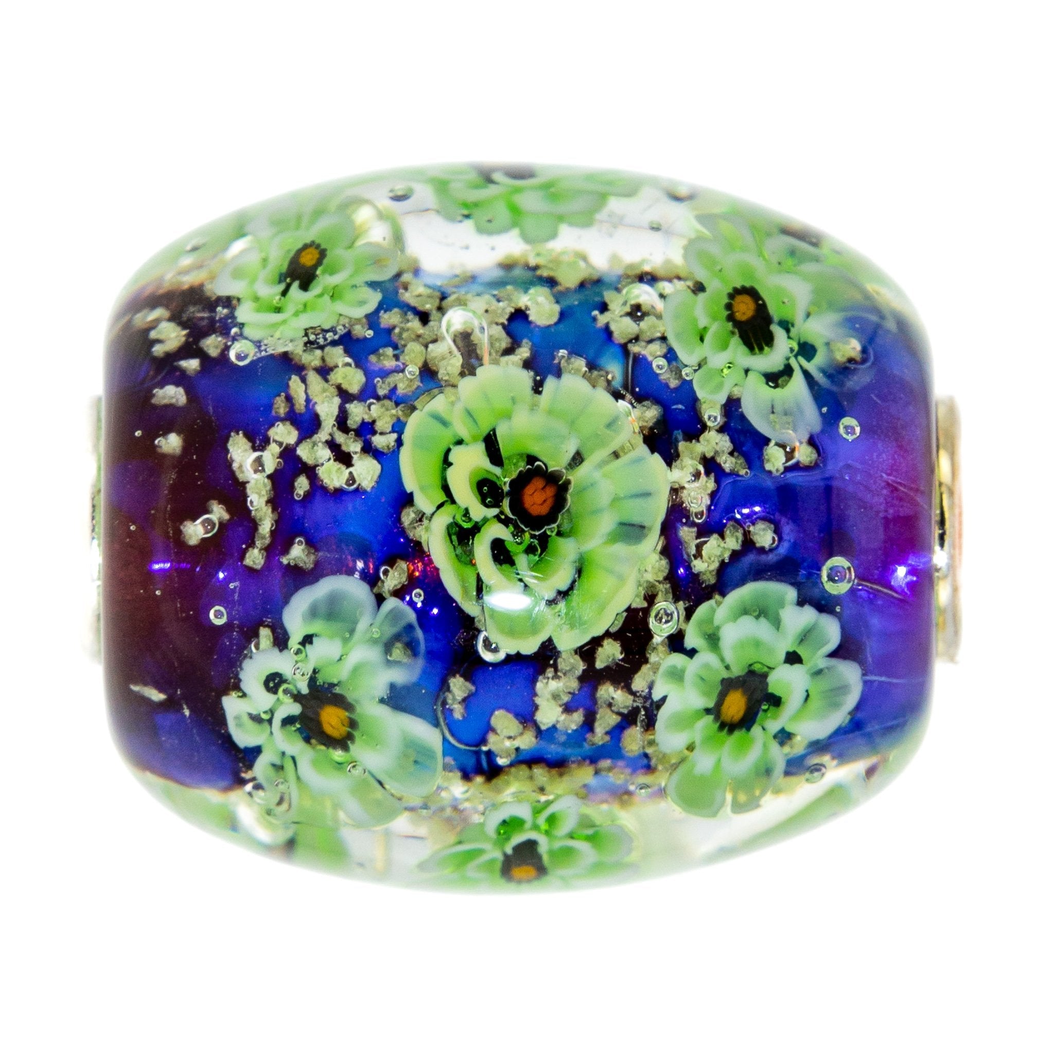 Elfbeads Midnight Flower Pond Barrel  glass Bead by The Alternative Bead. Your official Elfbeads Retailer from Germany
