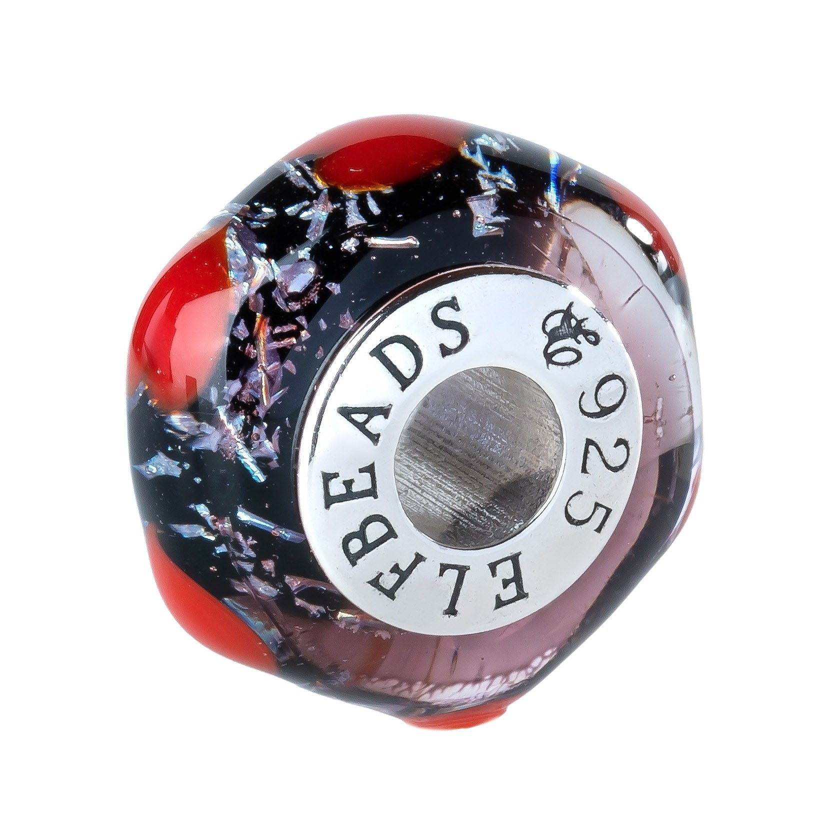Elfbeads Midnight Red Hearts  glass Bead by The Alternative Bead. Your official Elfbeads Retailer from Germany