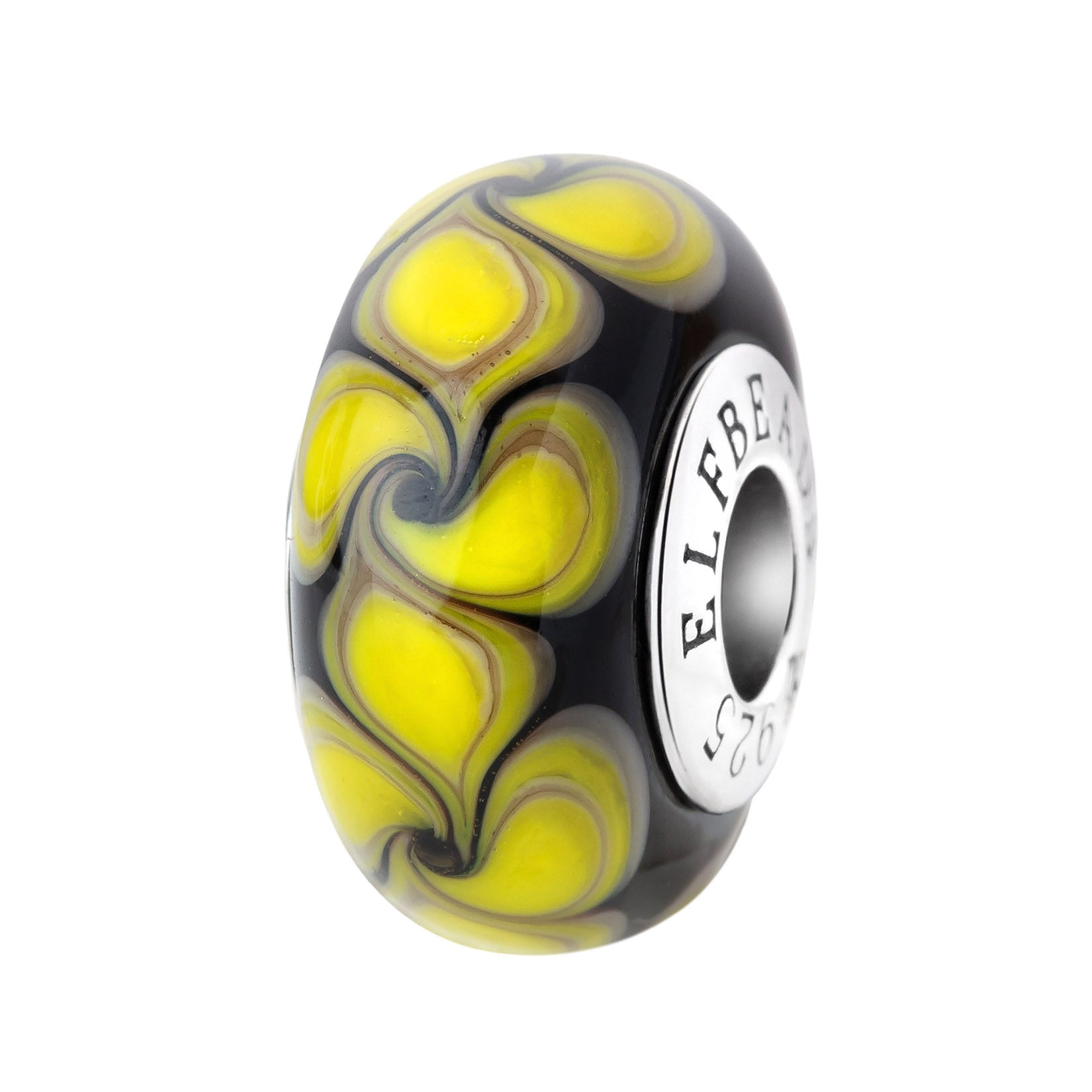 Elfbeads Moonflower Swirlstone yellow; black glass Bead by The Alternative Bead. Your official Elfbeads Retailer from Germany