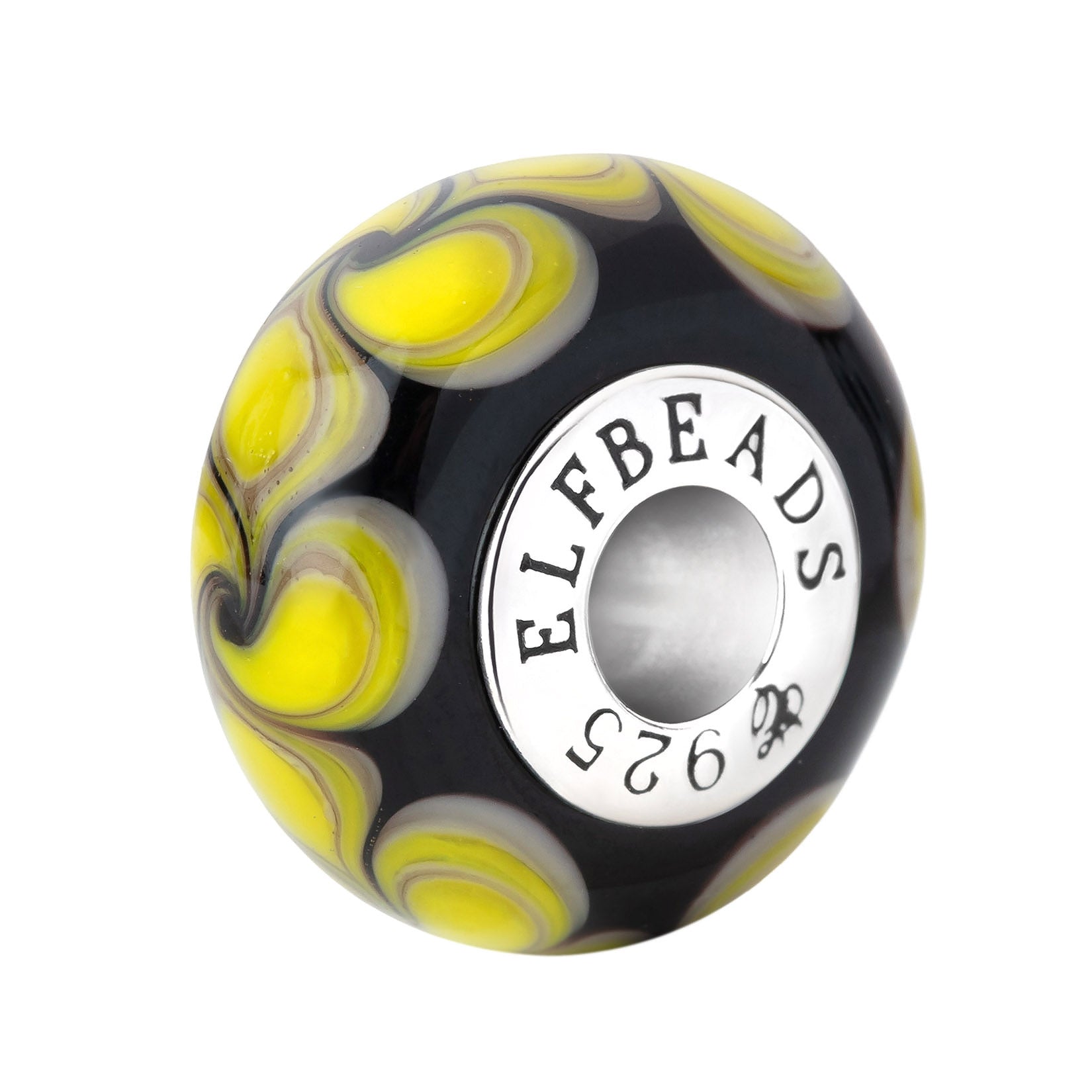 Elfbeads Moonflower Swirlstone yellow; black glass Bead by The Alternative Bead. Your official Elfbeads Retailer from Germany