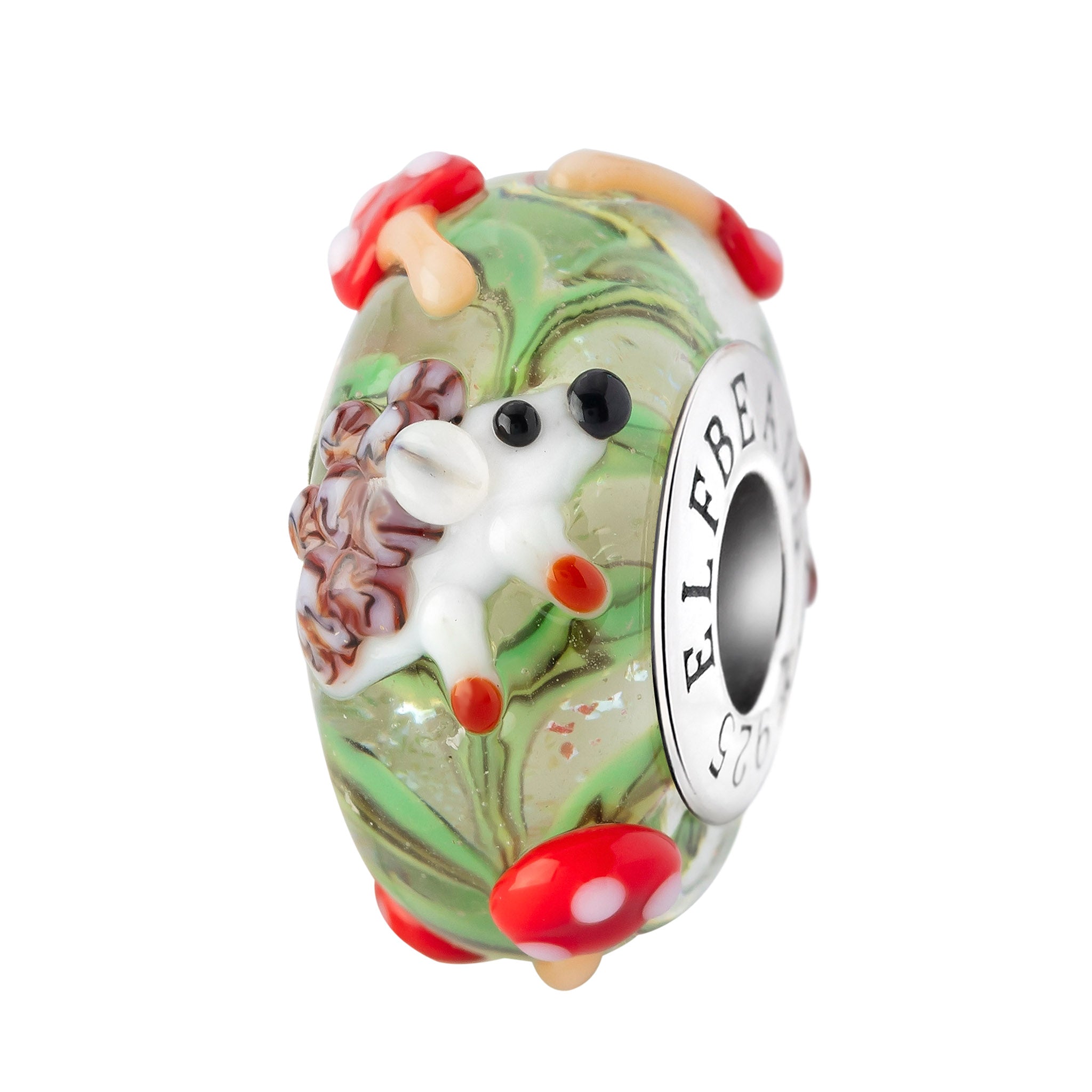 Elfbeads Mushie Keeper green; red glass Bead by The Alternative Bead. Your official Elfbeads Retailer from Germany