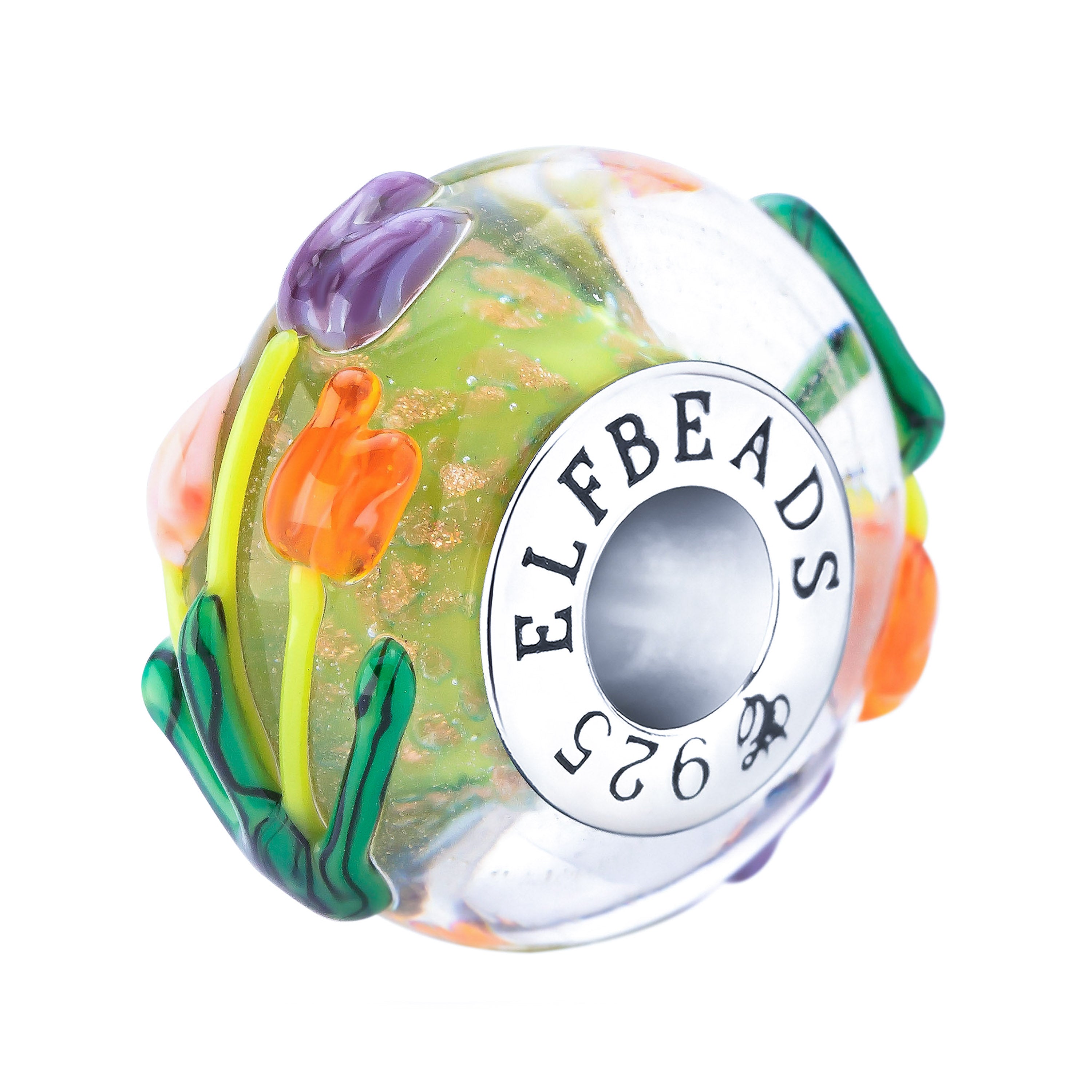 Elfbeads New Beginnings Tulips green; gold glass Bead by The Alternative Bead. Your official Elfbeads Retailer from Germany