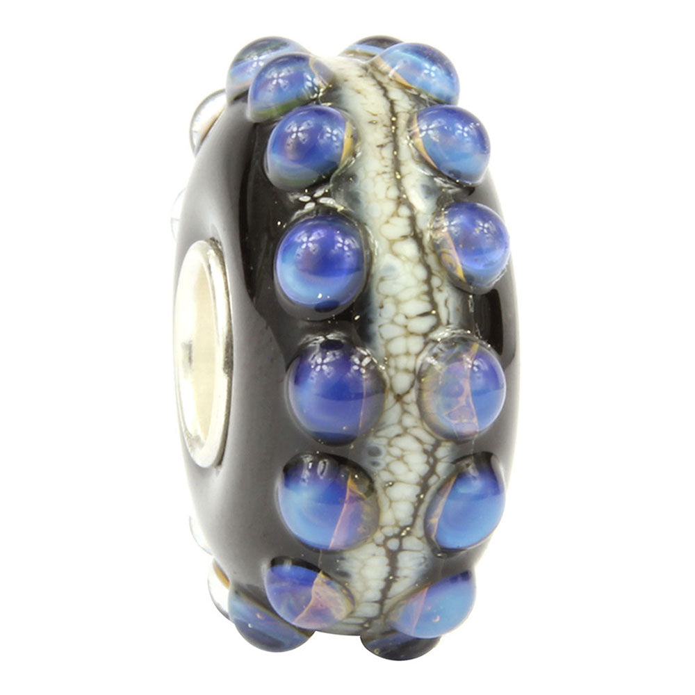 Ogerbeads Purple Sunset Mirror Dots black and white and blue glass Bead by The Alternative Bead. Your official Ogerbeads Retailer from Germany