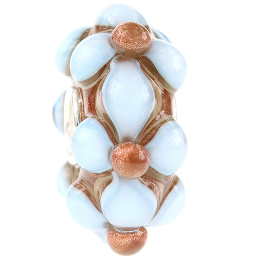 Ogerbeads Snowdust Flowers bronze and blue glass Bead by The Alternative Bead. Your official Ogerbeads Retailer from Germany