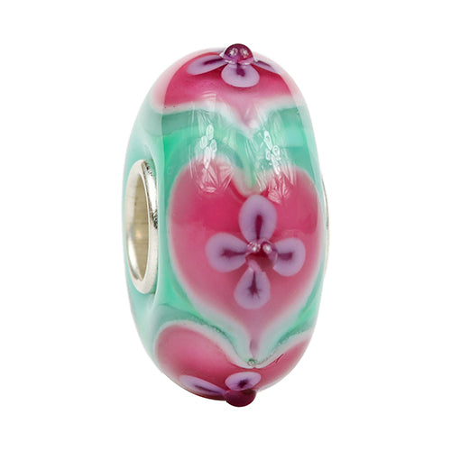 Ogerbeads Soft Melody Flower Hearts green and pink glass Bead by The Alternative Bead. Your official Ogerbeads Retailer from Germany