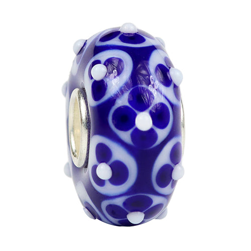  Ogerbeads Delft Blue Flower Dots Dark Bead by The Alternative Bead 