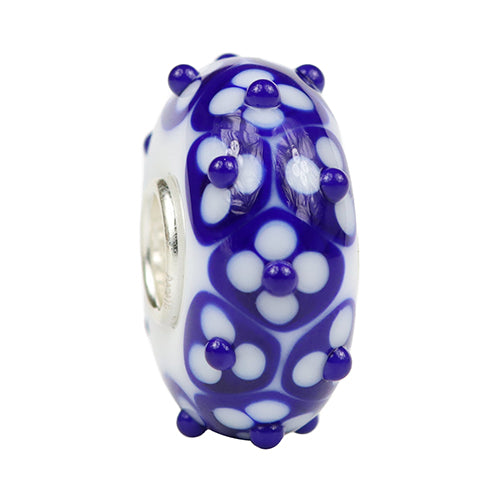  Ogerbeads Delft Blue Flower Dots Light Bead by The Alternative Bead 