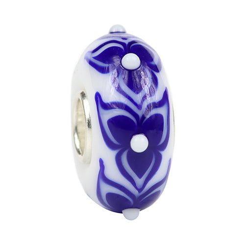  Ogerbeads Delft Blue Triflower Light Bead by The Alternative Bead 